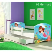 Djecji krevet ACMA s motivom, bocna bijela + ladica 140x70 cm 09 Mermaid