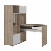 Kutni stol EFREM PLUS s knjižnicom u dekoru Jackson Hickory hrasta