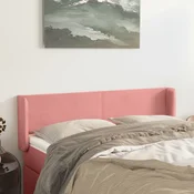 Vidaxl Vzglavje z ušesi roza 147x16x78/88 cm žamet
