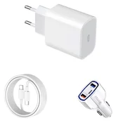 Komplet za hitro polnjenje 20W za iPhone 14 13 Pro 12 Pro Max USB-C - kabel Lightning 2 m 37W hitri 7A avtomobilski adapter
