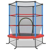 Northix Otroški trampolin z varnostno mrežo, 165 cm, moder, nosilnost 200 kg, šesterokotni okvir