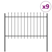 Vidaxl Vrtna ograja 9 szt. Siva 15,3 x 1 m Praškasto lakirano jeklo