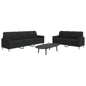 2-dijelni set sofa crni od tkanine