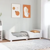 shumee vidaXL Posteljni okvir brez vzmetnice bel 90x200 cm masiven borov les