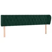 Vidaxl Vzglavje z ušesi temno zeleno 203x23x78/88 cm žamet