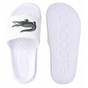 Japanke Lacoste Croco Dualiste Synthetic Logo Strap Slides - white/black