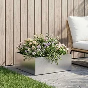 Vidaxl Vrtni lonček Srebrna 40 x 40 x 20 cm Nerjaveče jeklo