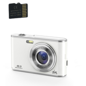 INF Digitalni fotoaparat 4K 48MP spletna kamera s 16x povečavo in pomnilniško kartico 32 GB Silver, (21266057)