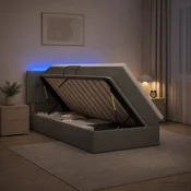 vidaXL LED Postelja za Shranjevanje z Blazino Temno siva 90 x 200 cm