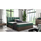 Boxspring postelja Wood 1 - 160x200 cm - temni hrast