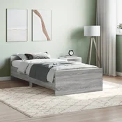 shumee vidaXL Posteljni okvir, siv hrast sonoma, 90x190 cm, material na osnovi lesa