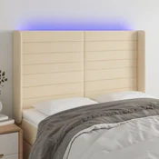 LED posteljno vzglavje krem 147x16x118/128 cm blago