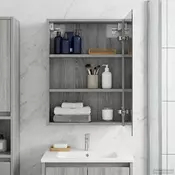 vidaXL Kopalniška ogledalna omara Siva Sonoma 43 x 16 x 62.5 cm