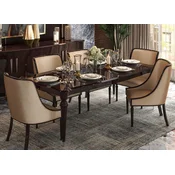Casa Padrino luxury Art Deco dining room set beige/dark brown high gloss/silver - 1 Art Deco Dining Table & 6 Art Deco Dining Chairs - Art Deco dining furniture - Luxury Quality
