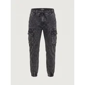 KOROSHI Kargo kavbojke črn denim