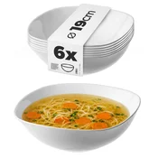 KADAX Skleda za solato 19 cm Steklene sklede za juho in prigrizke bele barve Komplet 6 kosov, (5000351966)