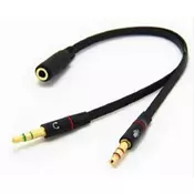 Premium 3.5mm Headphone MIC Audio Y Splitter Cable Female to 2 x 3.5mm Male Converter (Gold Plated Connectors)