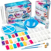 Nikcorp DIY keramični komplet Original Stationery za otroke, izdelava skodelic za nakit, barve z zlatim odtenkom, žig črk za graviranje, 24 kosov modelirne mase, orodja in čopiči, 8+