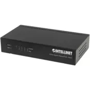 Intellinet 5-Port Gigabit Ethernet PoE+ Switch, 4 x PSE Ports, IEEE 802.3at/af Power over Ethernet (PoE+/PoE) Compliant, 60 W, Desktop (Euro 2-pin plug)