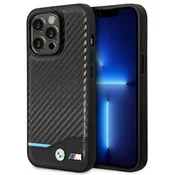 Ovitek BMW BMHCP14L22NBCK za iPhone 14 Pro 6.1 usnje Carbon črn