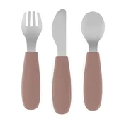 PETITE&MARS Komplet jedilnega pribora iz nerjavečega jekla s silikonskim ročajem 12 m+ Take&Match, Velvet Latte