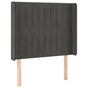 Vidaxl Vzglavje z ušesi temno sivo 83x16x118/128 cm žamet