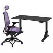 UPPSPEL / STYRSPEL Gejmerski sto i stolica, crna/purpurna, 140x80 cmPrikaži specifikacije mera