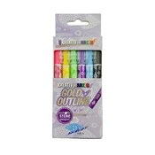 Markerji, komplet, 1-2 mm, kovinsko zlati, WEDO, s 6 različnimi barvnimi obrisi, 6 kosov
