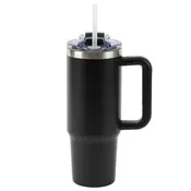 Termovka s slamico MIAU - črna, 900 ml
