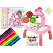 Lean Toys stol za crtanje Dinosaur - Pink