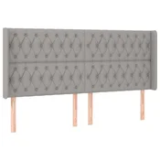 Vidaxl Vzglavje z ušesi svetlo sivo 203x16x118/128 cm blago