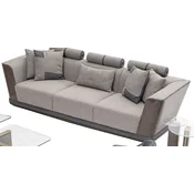 Casa Padrino luxury sofa gray/blue/gold 280 x 98 x H. 85 cm - Living room sofa - Hotel sofa - Living room furniture - Living room furnishings - Hotel furniture - Luxury furniture