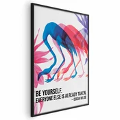 shumee Plakat - Barvita ponovitev - tri silhuete flamingov in navdihujoč citat