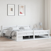 vidaXL Posteljni okvir bel iz trdne borovine 200x200 cm