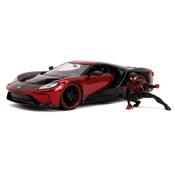 Avtomobilček Marvel 2017 Ford GT Jada kovinski z odpirajočimi elementi in figurica Miles Morales dolžina 20 cm 1:24