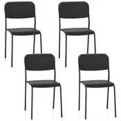 Northix Komplet 4 zložljivih jedilnih stolov, črni, kovinske noge, ergonomična oblika, 48,5 x 44,5 x 81 cm