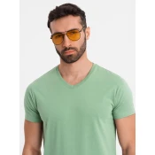 Ombre BASIC mens cotton classic tee with v-neck - green