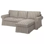 EKTORP Sofa trosed s lenjivcem, Karlshov bež/višebojna