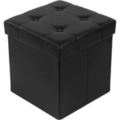 sedež, z nosilnostjo 300 kg, umetno usnje, črna, 38x38x38 cm | SONGMICS