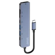 SAVIO Savio AK-82 vmesniški HUB USB Type-C, 5000 Mbit/s, 0,18 m, črn