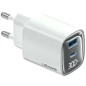 USAMS USAMS 30W USB-C USB-A HITRI POLNILEC ZA TELEFON, BEL, (22057757)