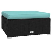 Vidaxl Vrtni stolček za noge z blazino črn 70x70x30 cm poli ratan