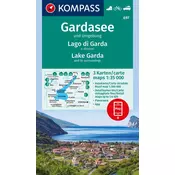 shumee Gardsko jezero in okolica / Gardasee. Komplet treh turističnih zemljevidov 697. Izdaja 2023. Kompas