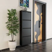 HANAH HOME Ormar za cipele Locking 4 Piece Metal Black