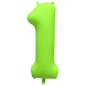 Amscan Folija balon za rojstni dan številka 1 - neonsko zelen 86 cm
