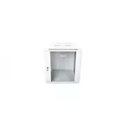 12U wall mounting cabinet 19 rack 600x600, glass door, mounted, 60kg, grey (RAL 7035)