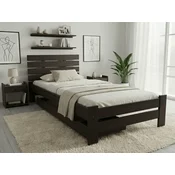 Ljubki dom Postelja PARIS povišana 90 x 200 cm oreh Posteljno dno: Letveno posteljno dno, Vzmetnica: Vzmetnica Deluxe 10 cm