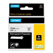 Dymo 18484 RHINO permanentni poliester D1 XL črno na belo 19mm x 5,5m, etiketa
