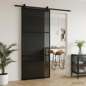 vidaXL Drsna vrata 90 x 205 cm Kaljeno steklo in aluminij