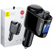 BASEUS S-06 Bluetooth transmiter avto polnilec 2x USB, črna